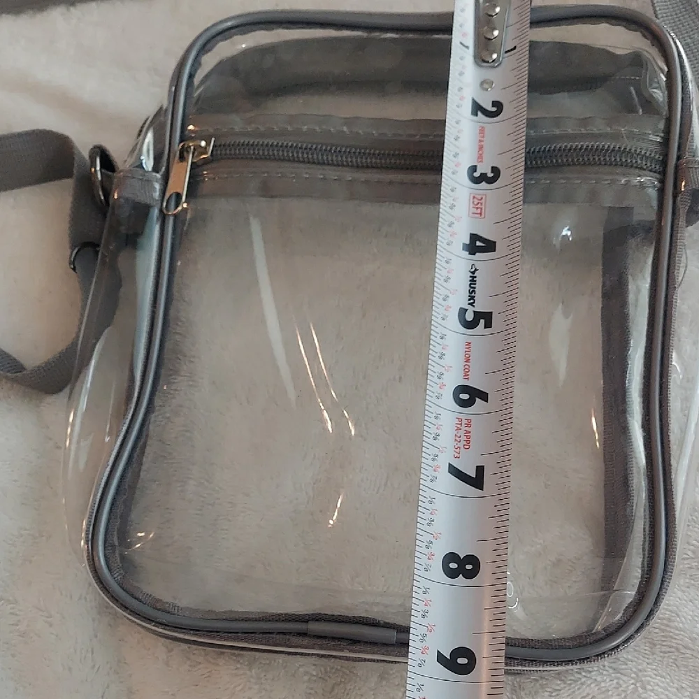 NWOT Clear Stadium Crossbody Bag with Gray Strap - Game Day Approved